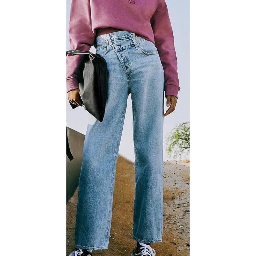 AGOLDE Criss Cross Upsize High Rise Straight Leg Jeans Light Wash Size 32